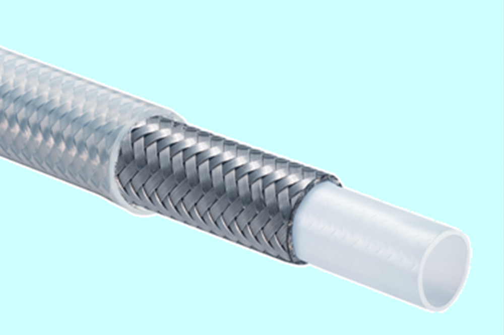 Silicone tube with steel braid and silicone cover